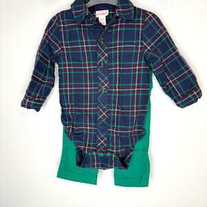 Cat & Jack Baby Boy Plaid Flannel Pants Holiday Christmas Set Size 6-9 Months